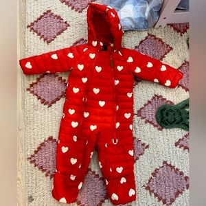 Mini Rodini Baby hearts snow suite in red